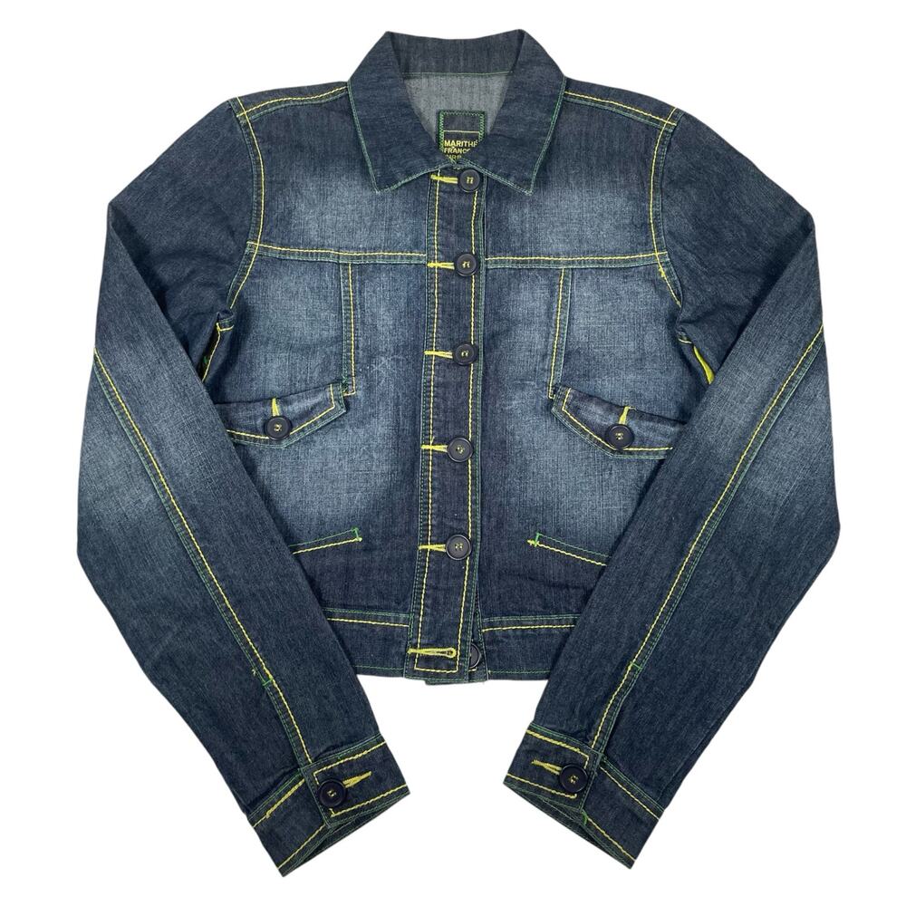 Marithe Francois Girbaud Womens Large Denim Jacket Contrast Stitch